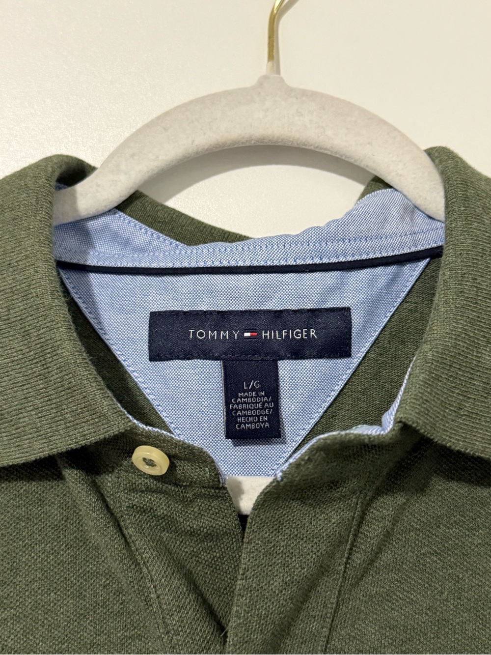 116. Tommy Hilfiger Pique Men’s Olive Green Polo Shirt Large - Picture 3 of 8